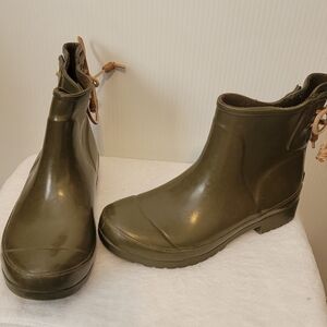 SPERRY Women's Syren Cove Rubberized Boots Rain Boots Green Sz 5/6